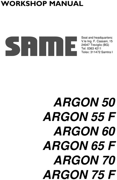 Product picture Same Argon F 50 55 60 65 70 75 50F 55F service repair manual