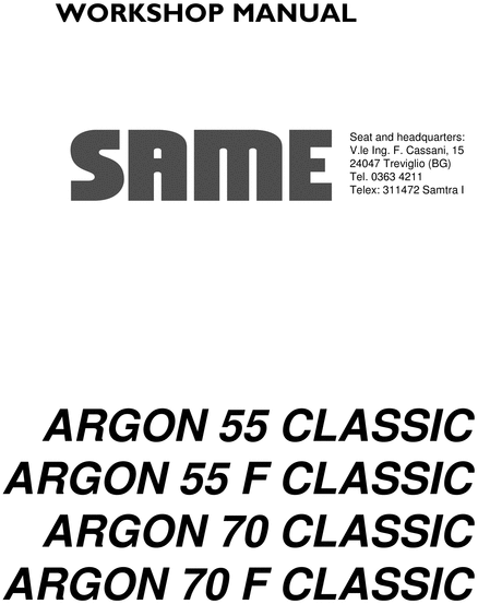 Product picture Same Argon F 55 55F 70 70F Classic service repair manual
