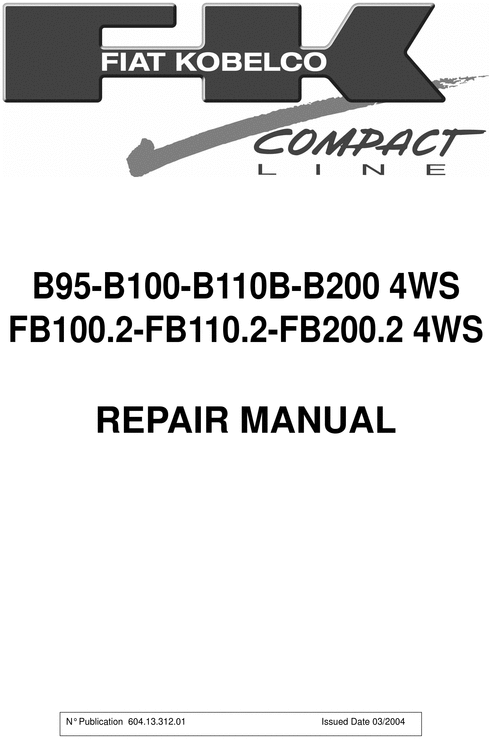 Product picture Fiat Kobelco B95 B100 B110B B200 service workshop manual
