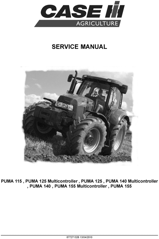 Product picture Case Puma 115 125 140 155 Workshop Service Repair Manual