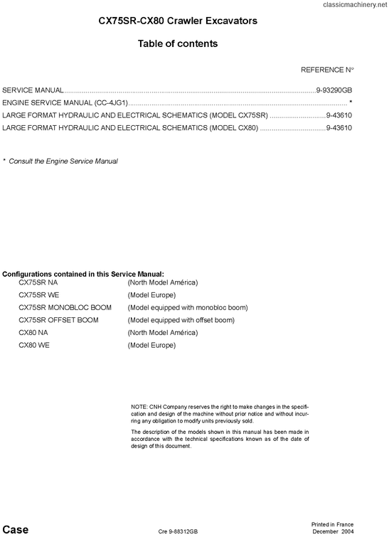 Product picture Case CX CX75SR CX80 75 SR Workshop Service Repair Manual