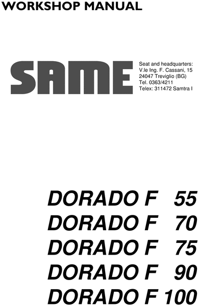 Product picture Same Dorado F 55 70 75 90 100 service repair workshop manual