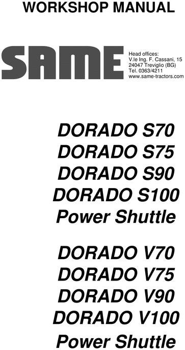 Product picture Same Dorado S V 70 75 90 100 service repair workshop manual