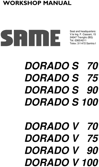 Product picture Same Dorado S V 70 75 90 100 service repair workshop manual