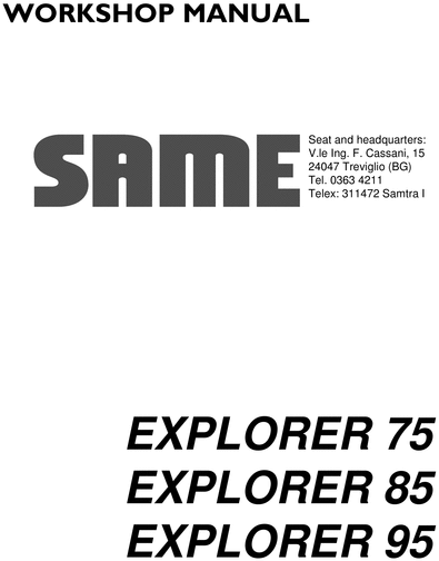 Product picture Same Explorer 75 85 95 workshop service repair manual