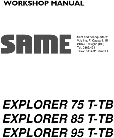 Product picture Same Explorer 75T 85T 95T service workshop repair manual