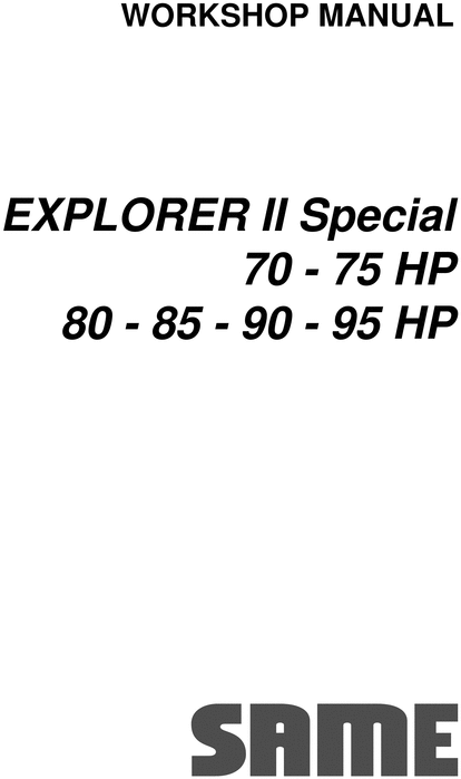 Product picture Same Explorer 2 II 70 75 80 85 90 95 Special workshop manual