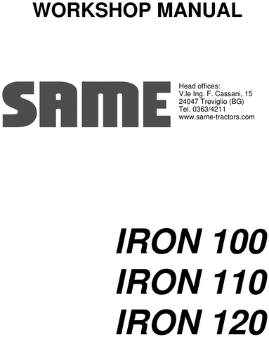 Product picture Same Iron 100 110 120 workshop service repair manual book