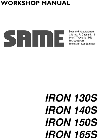 Product picture Same Iron 130s 140s 150s 165s service repair manual workshop