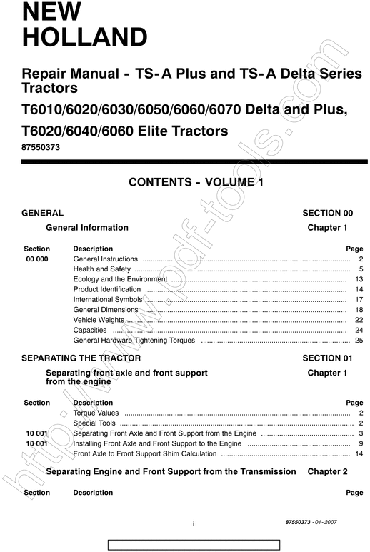 Product picture New Holland TSA TS135A TS125A TS110A workshop service manual