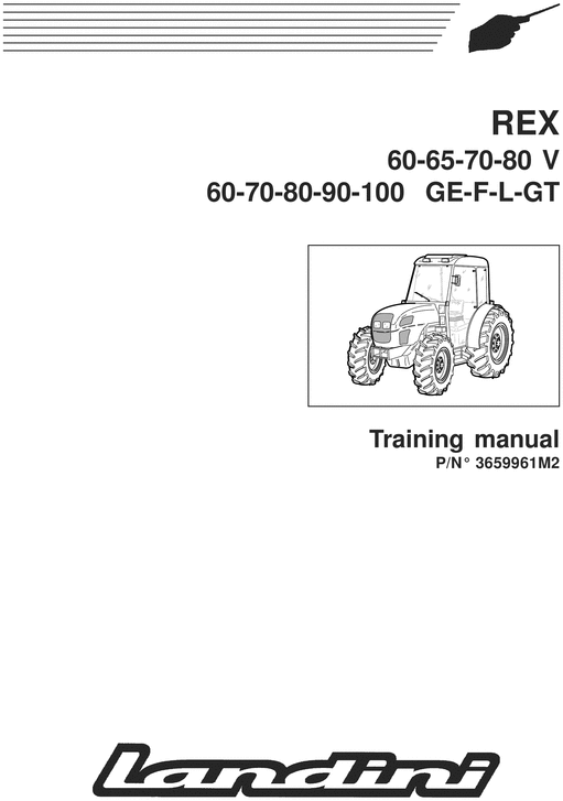 Product picture Landini Rex 60 65 70 80 90 100 V GE service training manual