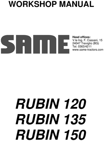 Product picture Same Rubin 120 135 150 workshop service repair manual book