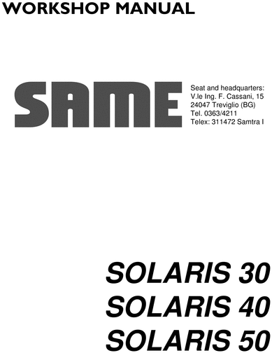 Product picture Same Solaris 30 40 50 workshop service repair manual
