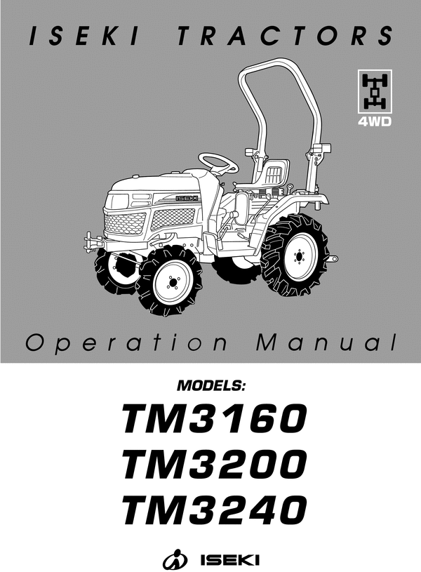 Product picture ISEKI TM3160 TM3200 TM3240 tractor Operator manual
