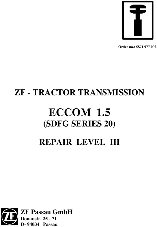 Product picture Transmission ZF ECCOM 1.5 SDFG service workshop manual