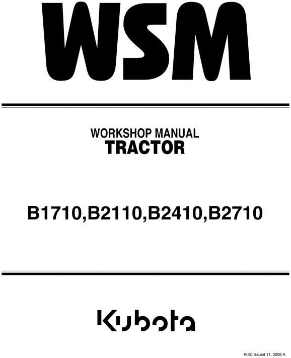 Product picture Kubota B1710 B2110 B2410 B2710 Service Workshop manual repai