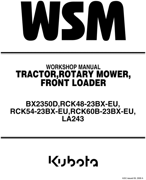 Product picture Kubota BX 2350 BX2350D D Service workshop repair Manual