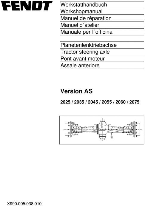 Product picture Fendt 400 700 steering axle AS 2025 2035 2045 service manual