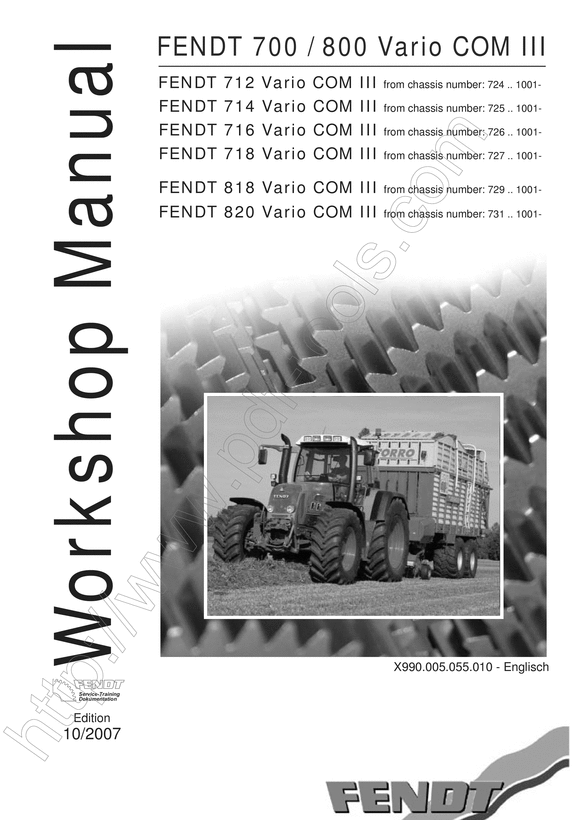 Product picture Fendt 712 714 716 718 818 820 Workshop service manual