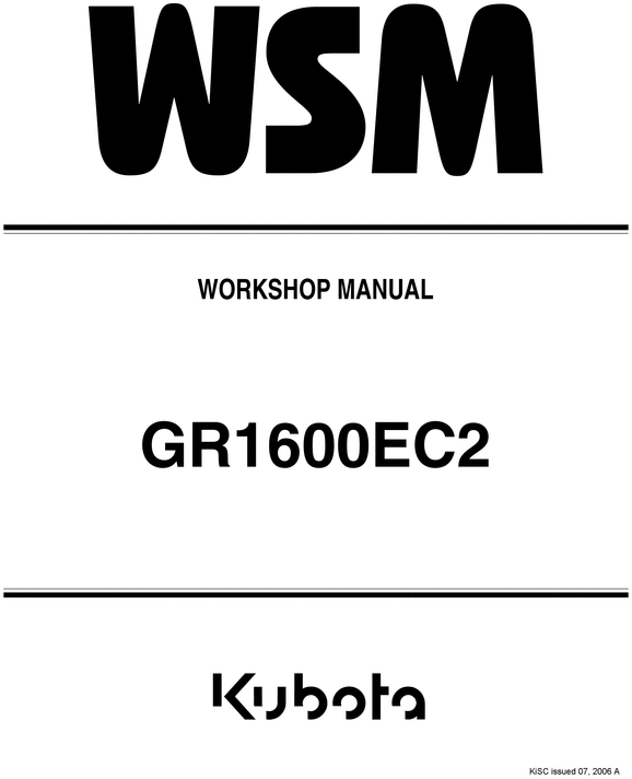 Product picture Kubota GR 1600 GR1600 Workshop Service Repair Manual