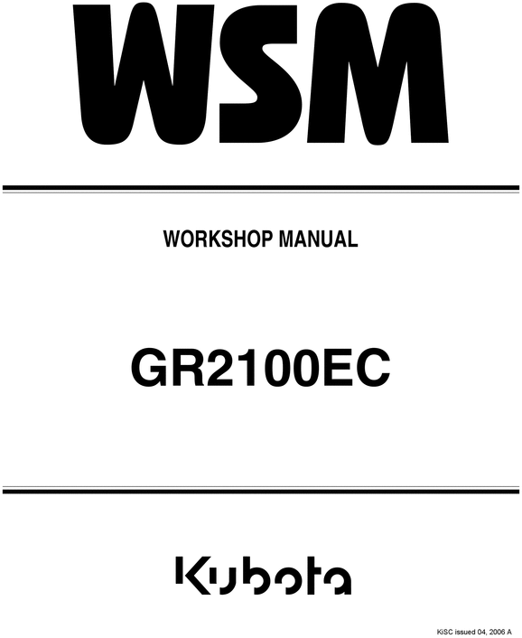 Product picture Kubota GR GR2100 2100 Workshop service repair manual