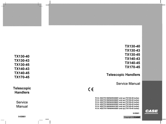 Product picture Case TX130 TX140 TX170 TX service repair workshop manual